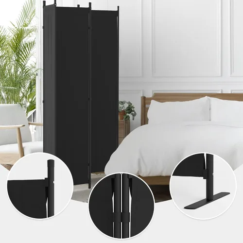 Miniatura 2 de Divisor de habitación, pantalla de privacidad plegable de 4 paneles, separación portátil de 88 pulgadas con 3 pies de metal, divisores de habitación