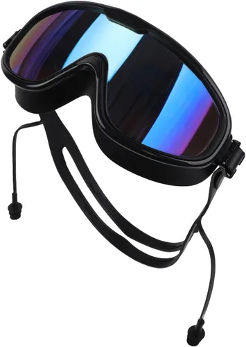 Miniatura 4 de Gafas de natación con tapones para los oídos, gafas de natación de silicona para adultos, sin fugas, visión amplia, antivaho con protección UV