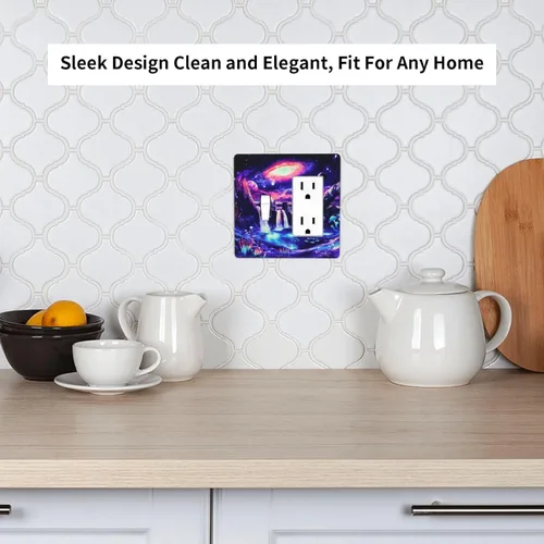 Miniatura 414 de Cubiertas de placa de pared de 3 gang con interruptor de luz de triple palanca, en negro y dorado con esplendor de oro rosa, estampado floral