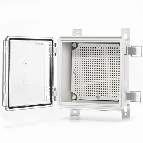 Miniatura 15 de QILIPSU - Caja de conexiones de acero inoxidable con tapa, bisagras y placa de montaje, universal, impermeable IP67, plástico ABS, gris, recinto