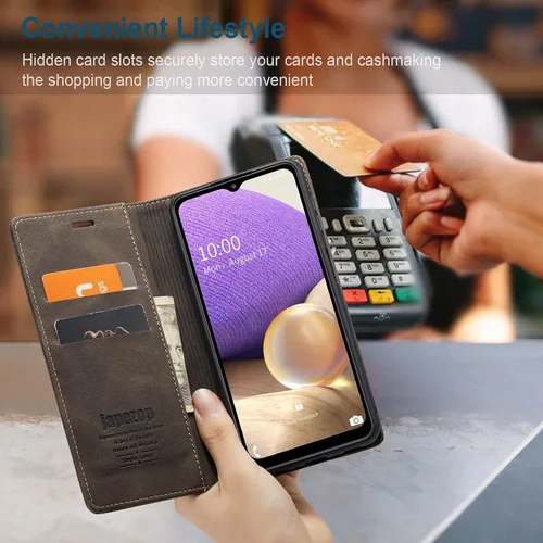 Miniatura 8 de japezop Funda tipo cartera para Samsung Galaxy A32 5G/M32 5G con bloqueo RFID, tarjetero y función atril magnético, de piel, con tapa para Samsung