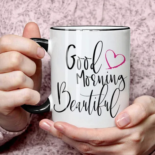 Miniatura 6 de Bonita taza de aniversario de boda con texto en inglés "Good Morning Good Morning" para mujer, regalo de cumpleaños novedoso para esposa, novia