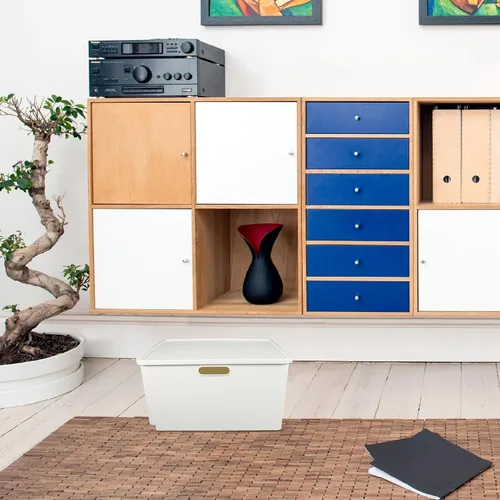 Miniatura 6 de Caja de almacenamiento de plástico portátil con tapa, contenedor organizador mediano y ancho para suministros para el hogar, contenedor multiusos