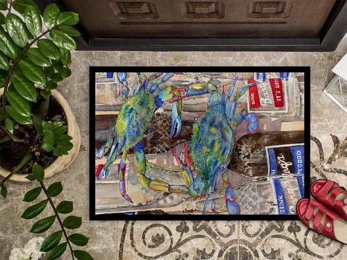 Miniatura 3 de Caroline's Treasures 8914MAT - Felpudo azul con botellas de Barqs Rootbeer de 18 x 27 pulgadas, tapete para puerta delantera, para interiores