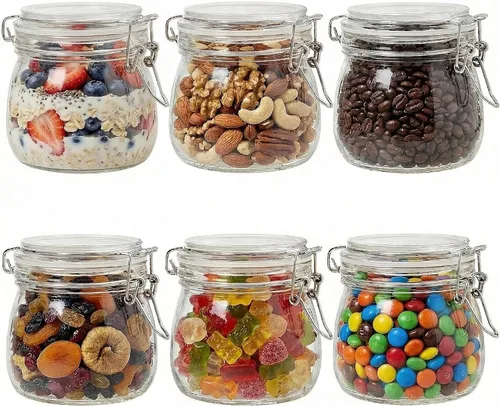 Miniatura 18 de Juego de 6 tarros de especias de vidrio de 4 onzas con tapas herméticas y etiquetas, pequeños frascos de condimentos para especias, hierbas