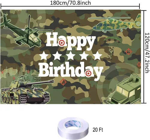 Miniatura 2 de Decoraciones de Fondo de Camuflaje de Feliz Cumpleaños, Pancarta de Camuflaje de Feliz Cumpleaños, Fondo Militar de Camuflaje para Fotos