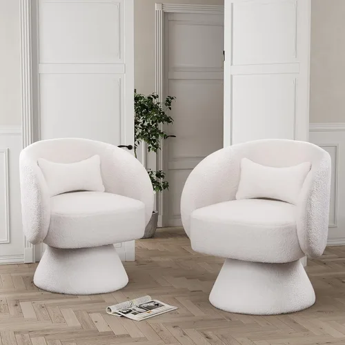 Miniatura 16 de Silla Giratoria de Barril, Sillas Giratorias de Acento Acolchadas Cuddle Tapizadas para Sala de Estar, Cómoda Silla Giratoria Redonda Pequeña Negra