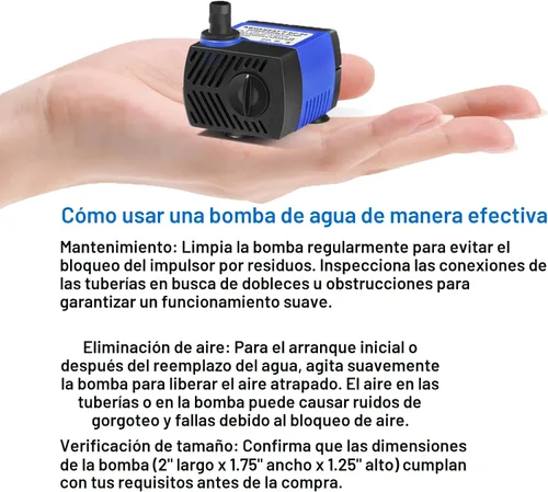 Miniatura 4 de AQUANEAT Pequeña bomba de fuente, bomba de agua sumergible de 80 GPH para acuario, tanque de peces, fuente de agua para exteriores, hidropónicos