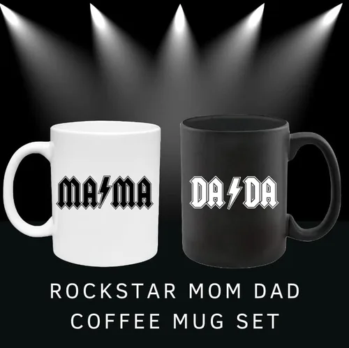 Miniatura 4 de Rockstar Taza para papá y mamá, regalo para anuncio de embarazo, regalos para padres nuevos para parejas, juego de tazas de café para papá y mamá