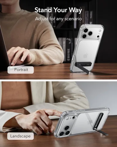 Miniatura 3 de ESR Boost Soporte para Teléfono con Pie de Apoyo, Soporte Vertical y Horizontal, Ángulo Ajustable, Compatible con iPhone Air 17 Pro Max, iPhone