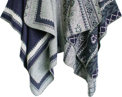 Miniatura 93 de Urban CoCo Poncho de colores para mujer, chal con frente abierto, color en bloques