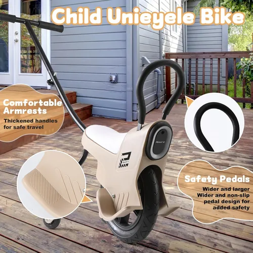 Miniatura 6 de Monociclo manual de 12 pulgadas para niños, bicicletas monociclo ligero con luz/pasamanos/ruedas auxiliares, bicicleta monociclo para padres e