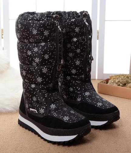 Miniatura 6 de DADAWEN - Botas de nieve para mujer, impermeables, con forro de piel
