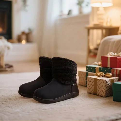 Miniatura 6 de LongBay Botines de punto de chenilla para mujer, de espuma viscoelástica, cómodas, de gamuza, esponjosas, de piel sintética, botas de espuma
