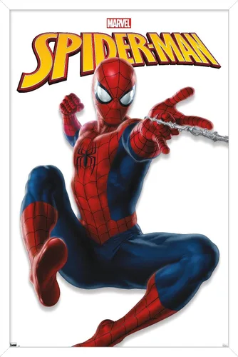 Miniatura 12 de Trends International Marvel Comics - Póster de pared de la serie Spider-Man, 22.4 pulgadas de largo x 14.7 pulgadas, versión enmarcada de madera
