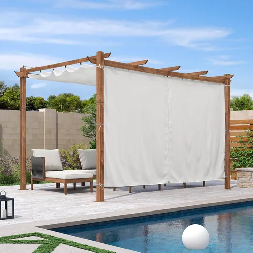 Miniatura 24 de PURPLE LEAF Pérgola retráctil para exteriores de 10 x 10 pies con toldo, refugio de metal para patio, jardín, pabellón, marco de grano de madera