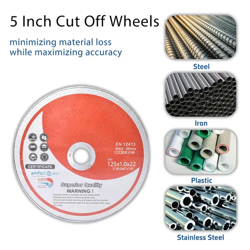 Miniatura 6 de Paquete de 100 ruedas de corte de 5 pulgadas para discos de corte de metal y acero inoxidable para amoladoras angulares de 5 x 0.040 x 7/8 pulgadas