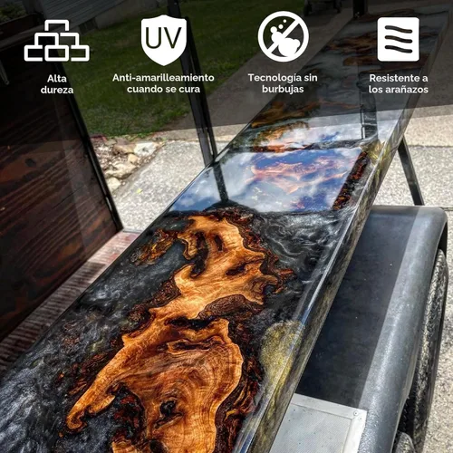 Miniatura 3 de FGCI SUPERCLEAR - Kit de resina epoxi de 2 galones para fundición de resina, resina artística, polvo de pigmento de mica en polvo, mesas de río