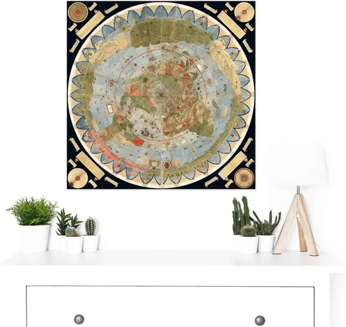 Miniatura 2 de Artery8 Map Monte 1587 - Póster artístico de pared grande con diseño de mundo compuesto, papel grueso, 24 x 24 pulgadas