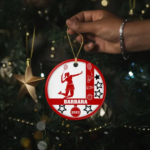 Miniatura 4 de Adorno de cerámica para jugador de bádminton, regalo para hombres y mujeres, adorno de cerámica personalizado para Navidad 2025, adorno para amantes