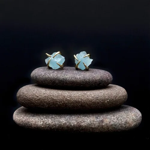 Miniatura 12 de Pendientes de tuerca de piedra preciosa cruda, idea de regalo para el día de la madre, graduación, moda de verano