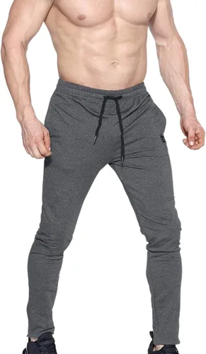 Miniatura 4 de Brokig - Pantalones deportivos con cremallera para hombre pantalones casuales para entrenamiento y gimnasia cómodos pantalones de chándal ajustados