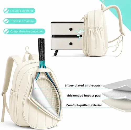 Miniatura 3 de Pickleball Backpack, Large Sports Bag with Shoe Compartment, for Men and Women