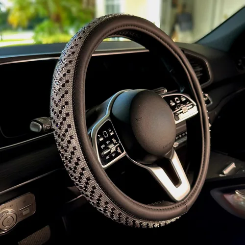 Miniatura 30 de Lord Autofashion - Funda para volante, piel sintética, interior de goma antideslizante, comodidad para todas las estaciones, 14.5-15 pulgadas