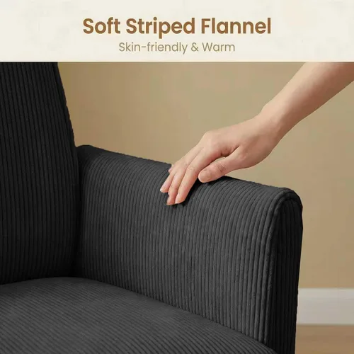 Miniatura 8 de Silla de escritorio de terciopelo con rayas para oficina en casa, silla tapizada moderna con altura ajustable y giro de 360°, con ruedas, silla