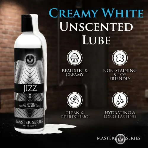Miniatura 2 de Master Series Jizz Lubricante a Base de Agua Sin Perfume Textura Blanca Cremosa para Realismo Visual No Mancha y Deslizante Fácil de Limpiar