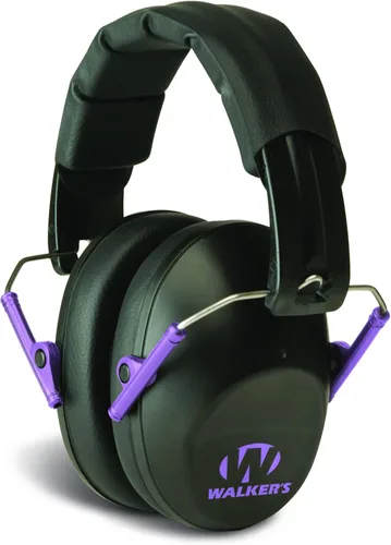 Walker's Protección auditiva plegable ligera unisex para adultos, reducción de ruido de 22 dB, orejeras de bajo perfil Negro/Violeta