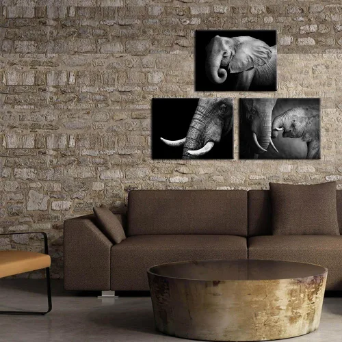 Miniatura 4 de KREATIVE ARTS - Lienzo de elefante blanco y negro, decoración de pared, pintura de animales, impresiones para sala de estar, oficina, impresiones