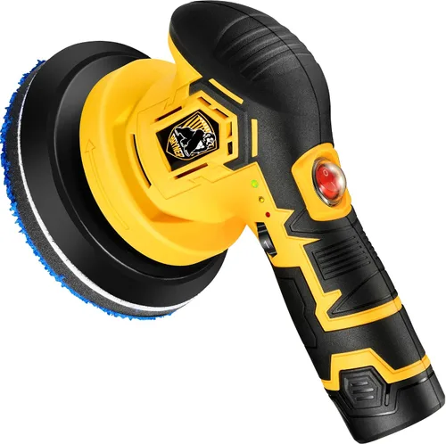 Pulidora inalámbrica para automóvil, pulidora inalámbrica de 6 pulgadas con 2 baterías recargables de litio de 12 V 2.0 Ah, 5000 RPM, 6 velocidades