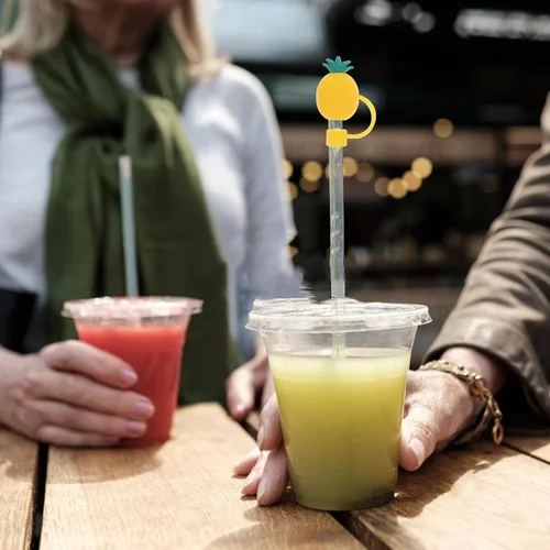 Miniatura 7 de SHERCHPRY Tapones de paja con forma de piña, tapones de paja para beber, tapones de silicona para pajitas reutilizables, a prueba de polvo