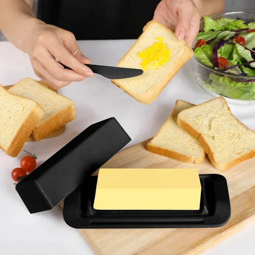 Miniatura 7 de Mantequillera de bambú con tapa y cuchillo, pequeño recipiente para mantequilla para un palo de mantequilla, recipiente para mantequilla