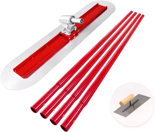 Bull Float Kit de herramientas flotadoras de hormigón de 48"x12" Fresno, kit de tablero de acero inoxidable de extremo redondo, herramientas de
