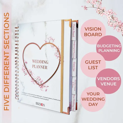 Miniatura 2 de Hermoso planificador de boda nupcial – 9 x 11 pulgadas planificador de bodas libro y organizador con 5 secciones con pestañas, 144 páginas