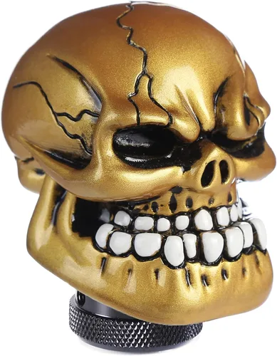 Miniatura 14 de Pomo de cambios con forma de calavera para palanca de cambios de coche, color beige, ajuste universal para la mayoría de las transmisiones manuales