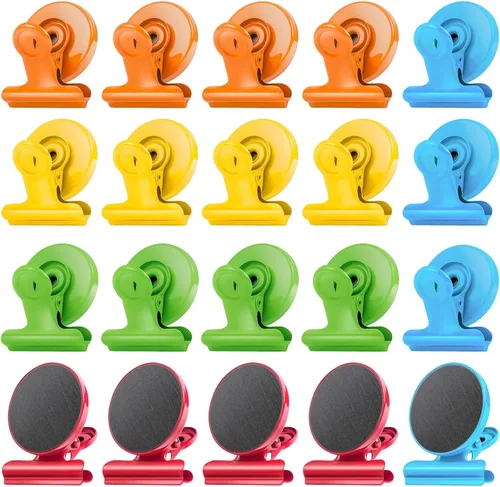Miniatura 20 de VNDUEEY Paquete de 6 imanes para refrigerador, imanes para refrigerador, clips magnéticos negros, imanes para pizarra blanca, clips magnéticos