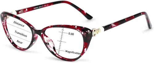 Miniatura 10 de MARE AZZURO Gafas de lectura progresivas multifocales con bloqueo de luz azul para mujer Cateye