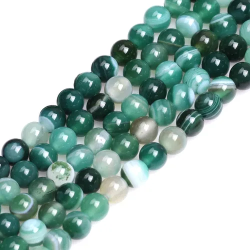 Miniatura 181 de GEM-Inside - Cuentas sueltas de ágata verde con bandas de energía natural, cuentas de energía natural para hacer joyas, 0.315 in, redondas, 15 Ágata