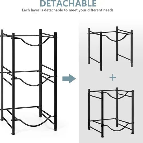 Miniatura 4 de MOOACE Estante para jarra de agua de 3 niveles, soporte desmontable para botellas de agua de 5 galones, estante de almacenamiento, color negro
