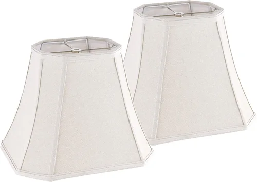Miniatura 20 de GO&SO Pantalla de lámpara de esquina de corte cuadrado, 8x14x11 pulgadas, pantalla mediana para lámpara de mesa beige, tela natural hecha a mano