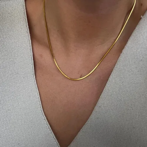 Miniatura 2 de JoycuFF Collar de oro para mujer, delicado collar de gargantilla en capas para mujer, caja de clip de serpiente, cuerda Figaro, collar de cadena