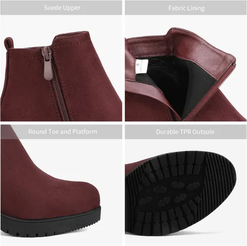 Miniatura 5 de DREAM PAIRS Women's Ankle Boots Chunky Heel Platform Fall Heeled Short Booties Shoes