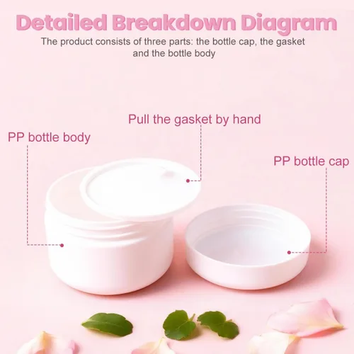 Miniatura 3 de Tarro de plástico blanco de 8 onzas (8.82 oz) con tapa de cúpula recargable, tarros cosméticos de maquillaje, crema facial vacía, bálsamo labial