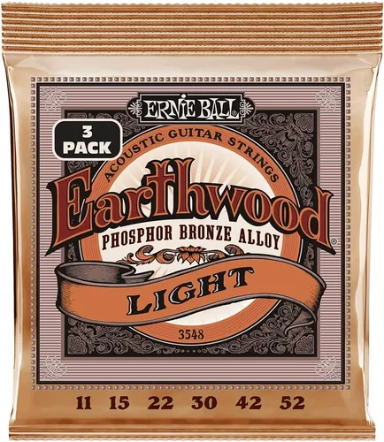 Miniatura 15 de Ernie Ball Earthwood P03543 - Cuerdas para guitarra acústica personalizadas de bronce fosforoso medio, paquete de 3, calibre 12.5-56