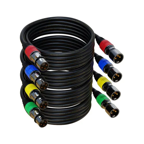 Miniatura 8 de Cables XLR, cable de micrófono de 3 pies, paquete de 10 unidades, XLR macho a hembra chapado en oro de 3 pines, cable de 10 colores, cable