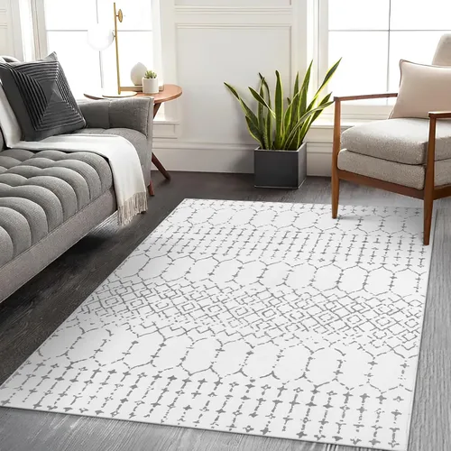 Miniatura 8 de Lahome Alfombra Marroquí Lavable para Sala de Estar - Alfombras de Área de 3x5 pies para Dormitorio Manta Antideslizante de Pelo Bajo Alfombra