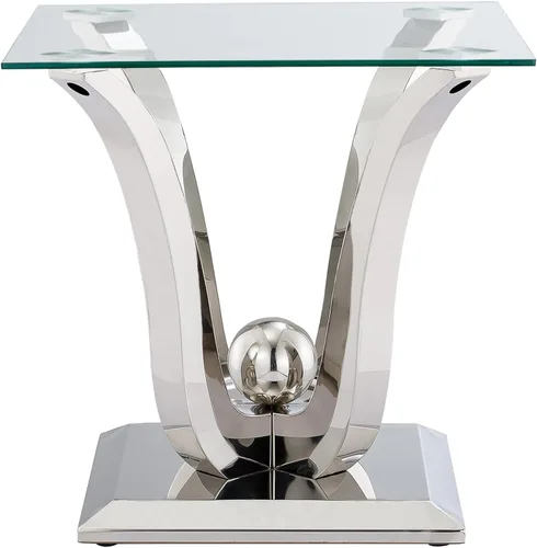 Miniatura 79 de Mesa de centro de cristal de lujo, mesa de centro de sofá de 47 pulgadas con marco de acero inoxidable dorado y parte superior de vidrio negro, mesa